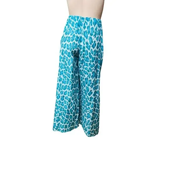 Diane von Furstenberg Green Animal Print Set of Wrap Top and Pants Size XS